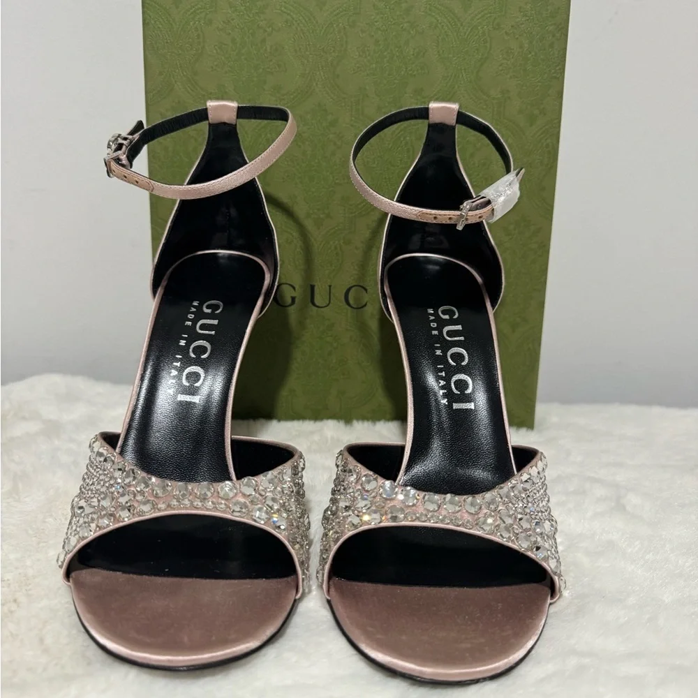 Gucci Blush Crystal-Studded Heels